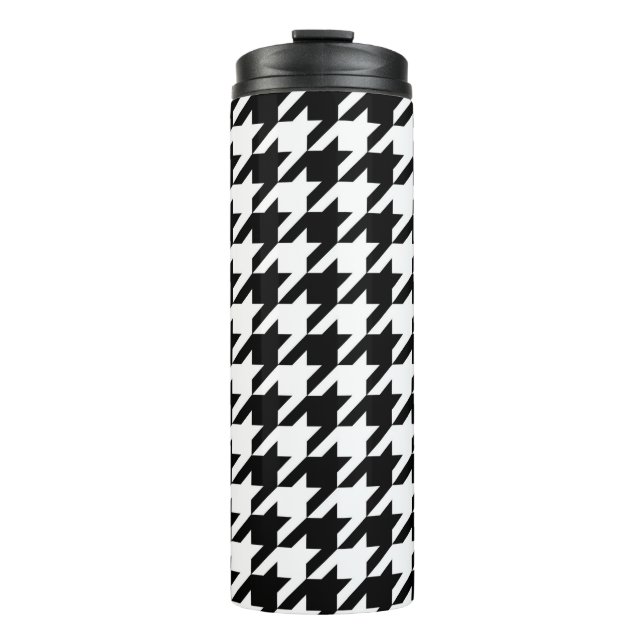 Black and White Houndstooth Check Thermal Tumbler (Front)