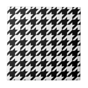 Black and White Houndstooth Check Tile