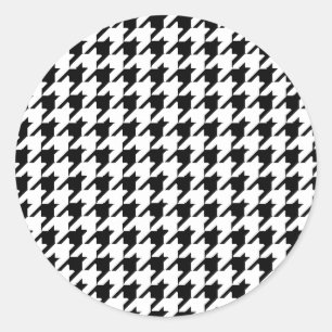 Black and White Houndstooth Classic Round Sticker