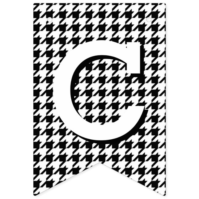 Black and White Houndstooth Congratulations Bunting Flags (First Flag)