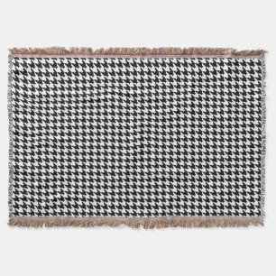 Black And White Houndstooth Geometric Pattern Throw Blanket
