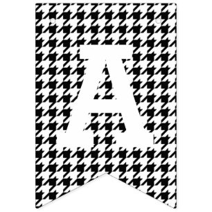 Black and White Houndstooth Happy Birthday Bunting Flags