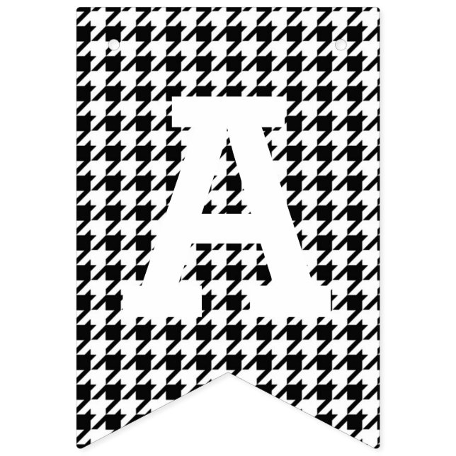 Black and White Houndstooth Happy Birthday Bunting Flags (Third Flag)