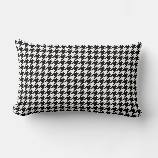 Black and White Houndstooth Lumbar Pillow (Front)