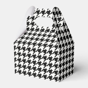 Black and White Houndstooth Pattern Favor Box