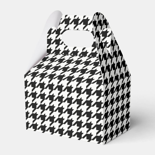 Black and White Houndstooth Pattern Favor Box (Front Side)
