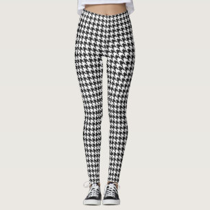 Black and White Houndstooth Pattern Leggings
