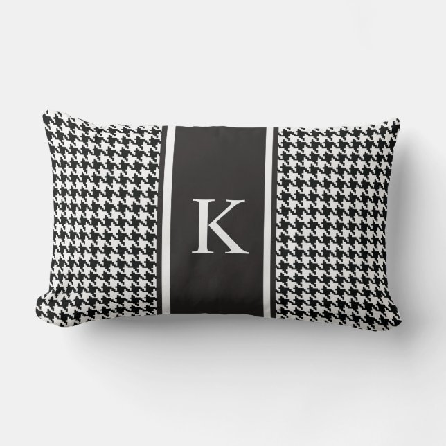 Black and White Houndstooth Pattern Lumbar Pillow (Front)
