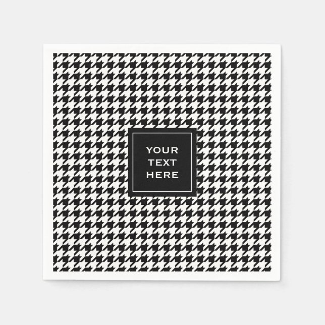 Black and White Houndstooth Pattern Napkin (Front)