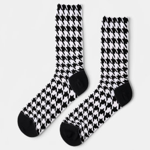 Black and White Houndstooth Pattern Socks
