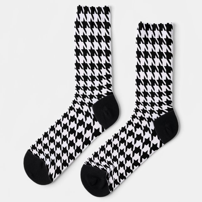 Black and White Houndstooth Pattern Socks (Left)