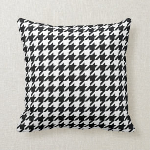 black and white houndstooth pattern throw pillow