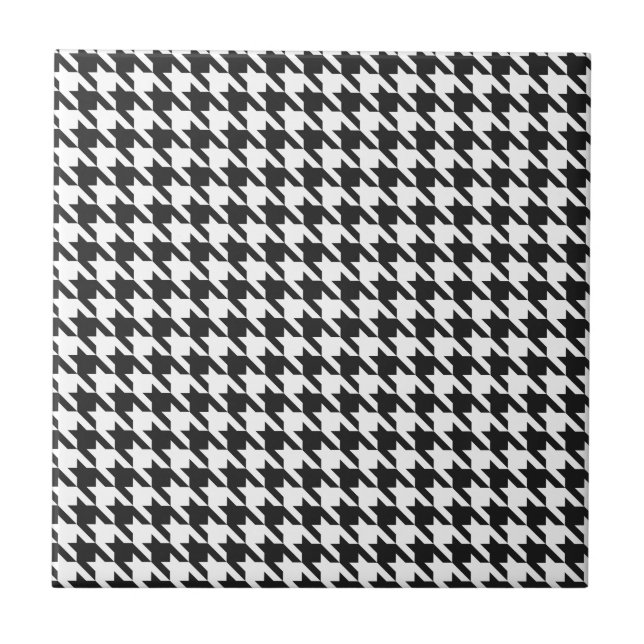 Black and White Houndstooth Pattern Tile (Front)
