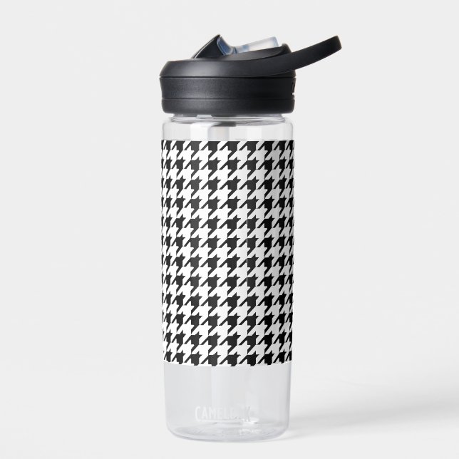 Black and White Houndstooth Water Bottle (Left)