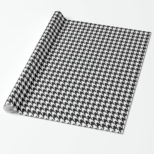 Black and White Houndstooth Wrapping Paper (Unrolled)