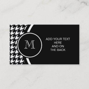 Black and White Houndstooth Your Monogram Business Card