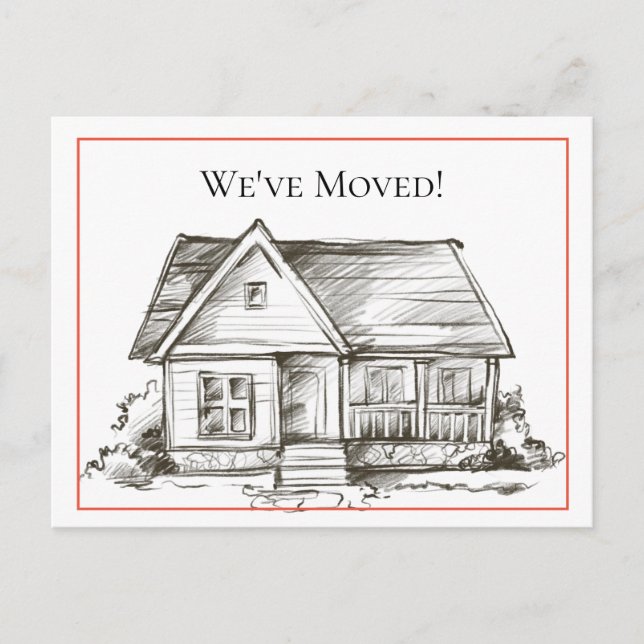 Black and White House Address Change Announcement Postcard (Front)