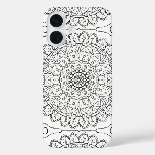 Black and White Huge Mandala Zen Buddha Geometric Case-Mate iPhone Case (Back)