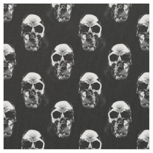 Black and White Human Skull Fabric Pattern (Close Up)