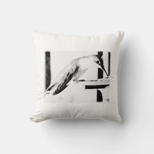 Black and White Hummingbird Picture Throw Pillow