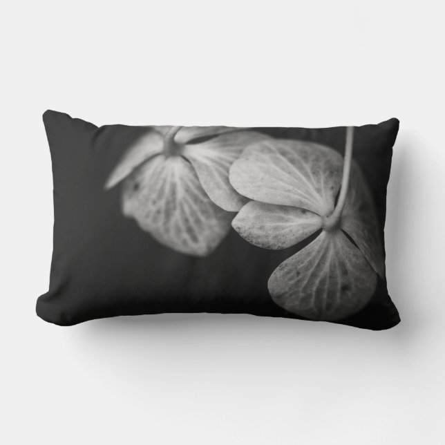 Black and White Hydrangea Pillow (Front)
