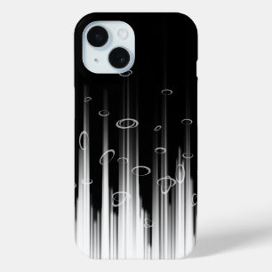 Black And White Hypnotic Circled Line Streaks Art iPhone 15 Case