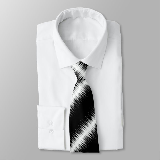 Black And White Hypnotic Circled Line Streaks Art  Tie (Tied)