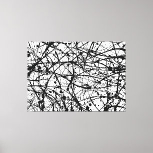 BLACK AND WHITE I - Action painting - Abstract - Canvas Print