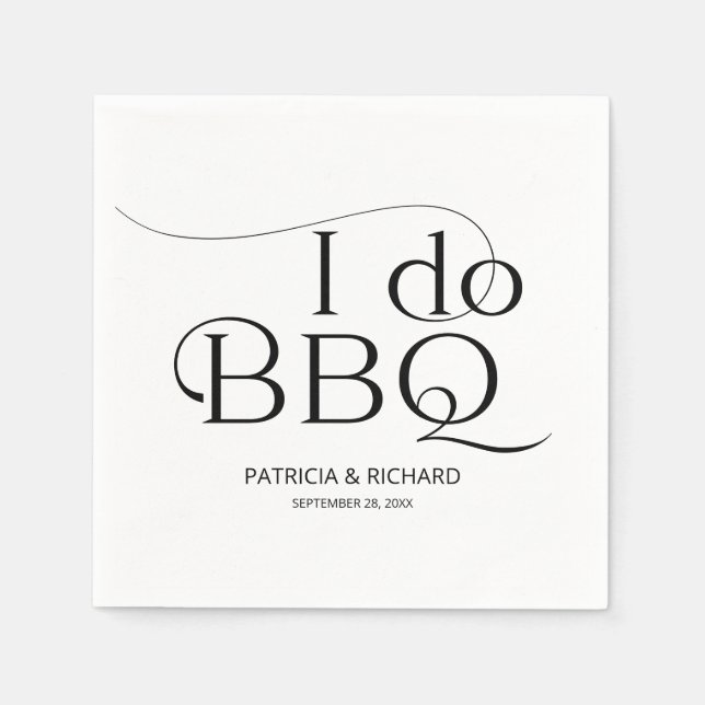 Black And White I do BBQ Engagement Party Napkin (Front)