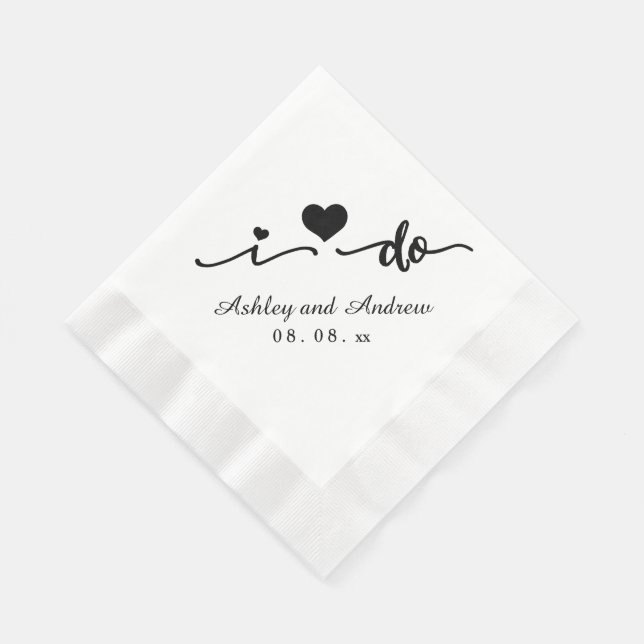 Black and White I Do | Wedding Paper Napkin (Corner)