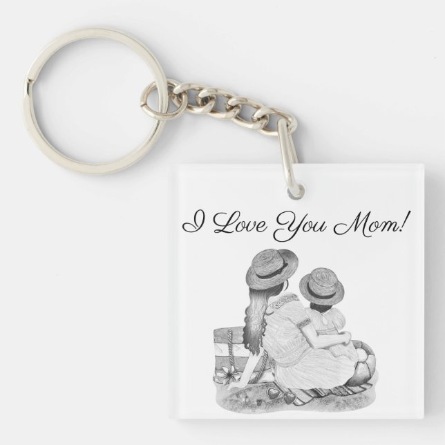 Black and White I Love You Maman Porte - clé (Devant)