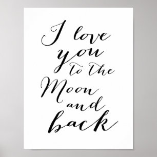 Black And White I love you Poster Print 8.5x11