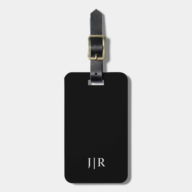 Black and White I Modern Monogram Luggage Tag (Front Vertical)