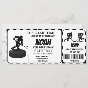 Black And White Ice Hockey Retro Ticket  Invitation