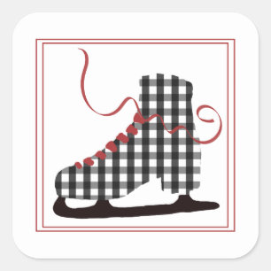 Black and White Ice Skate Christmas Sticker