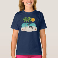Black And White Iggy Dog At Tropical Summer Beach