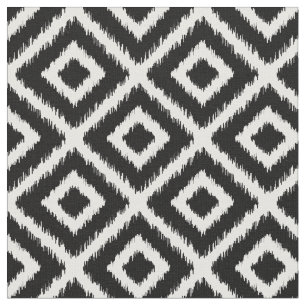 Black and White Ikat Diamonds Fabric