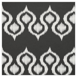 Black and White Ikat Tribal Pattern Fabric