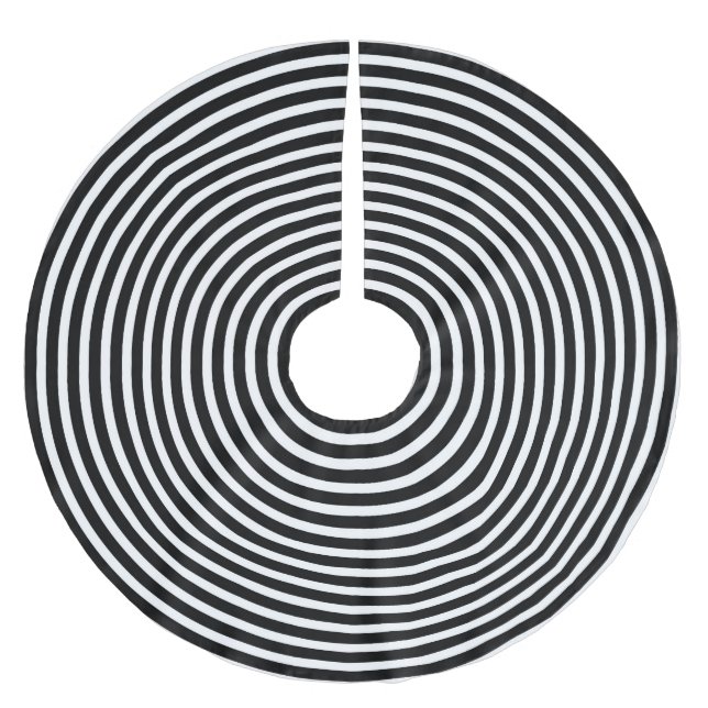 Black and White Illusion Circles Brushed Polyester Tree Skirt (Front)