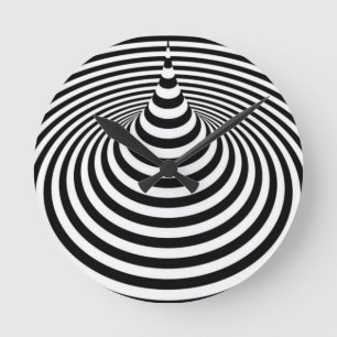 Black and white illusion round clock