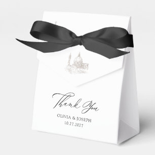 Black and White   Illustrated Italian Wedding Favor Box