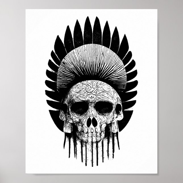Black And White Indian Skull Poster (Front)