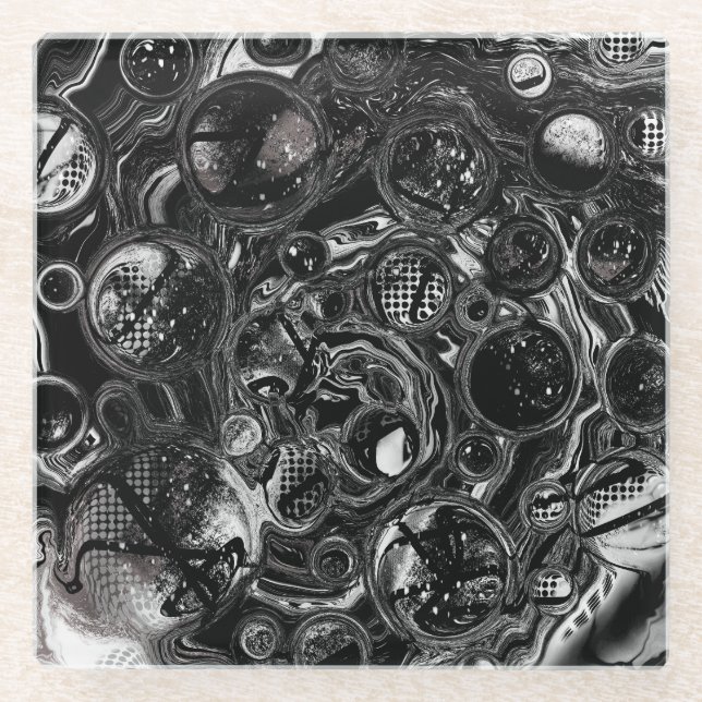 Black and White Infinity Glass Coaster (Front)