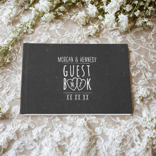 Black and White Informal Rustic Wedding Guest Book