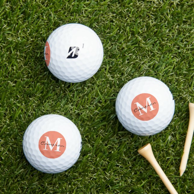  Black and White Initial and Name Personalized Golf Balls (Insitu Grass)