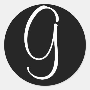 Black and White Initial G - Customize - Customized Classic Round Sticker