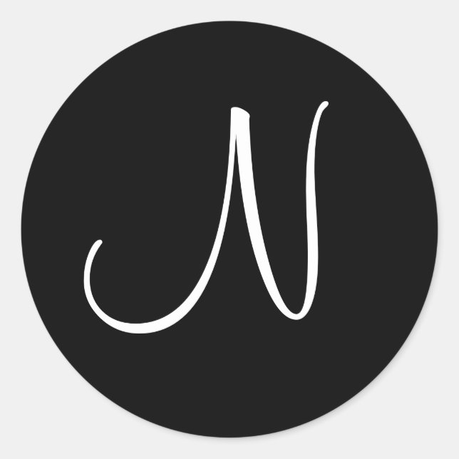 Black and White Initial N - Customized Classic Round Sticker (Front)