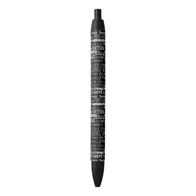 Black and White Inspirational Words Ink Pen (Front Vertical)