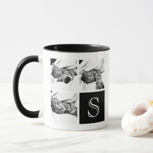 Black and White Instagram Photo Collage Monogram Mug