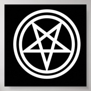Black and white inverted pentagram canvas print
